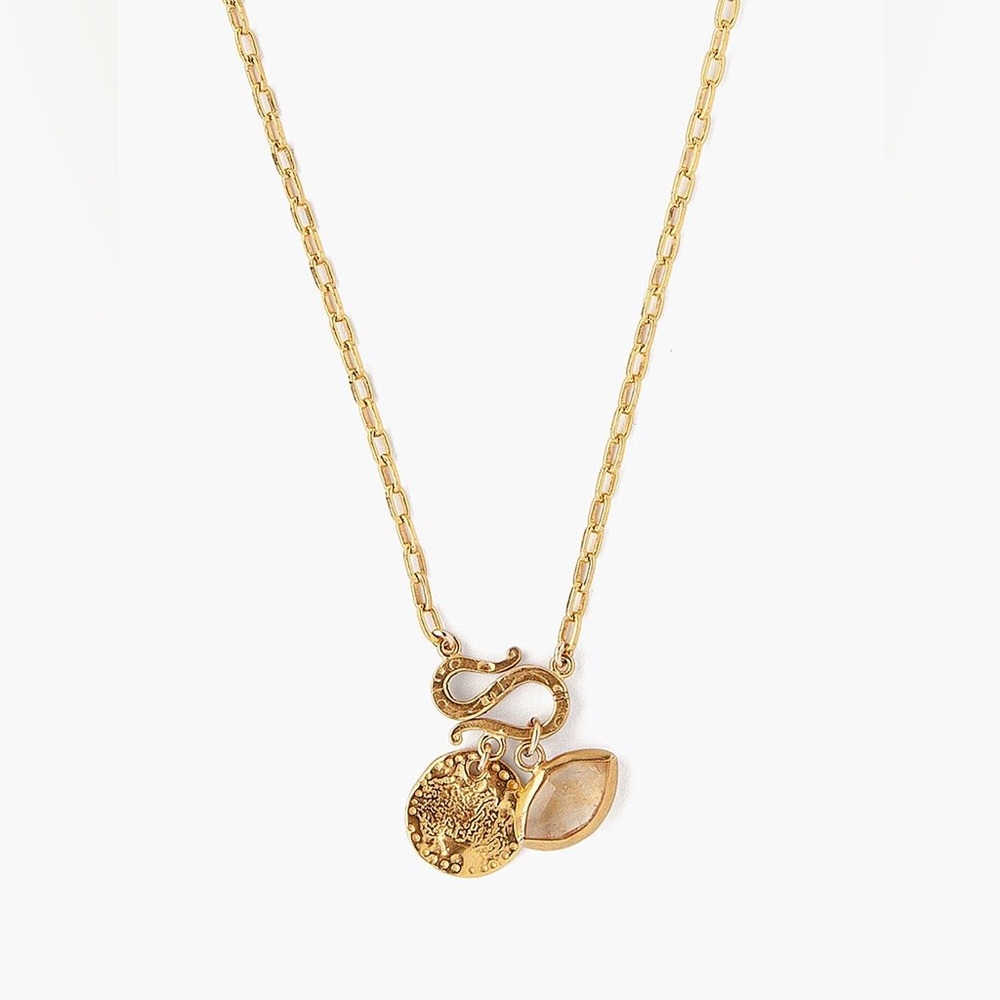 Chan Luu Citrine Evil Eye and Coin Charm Necklace
